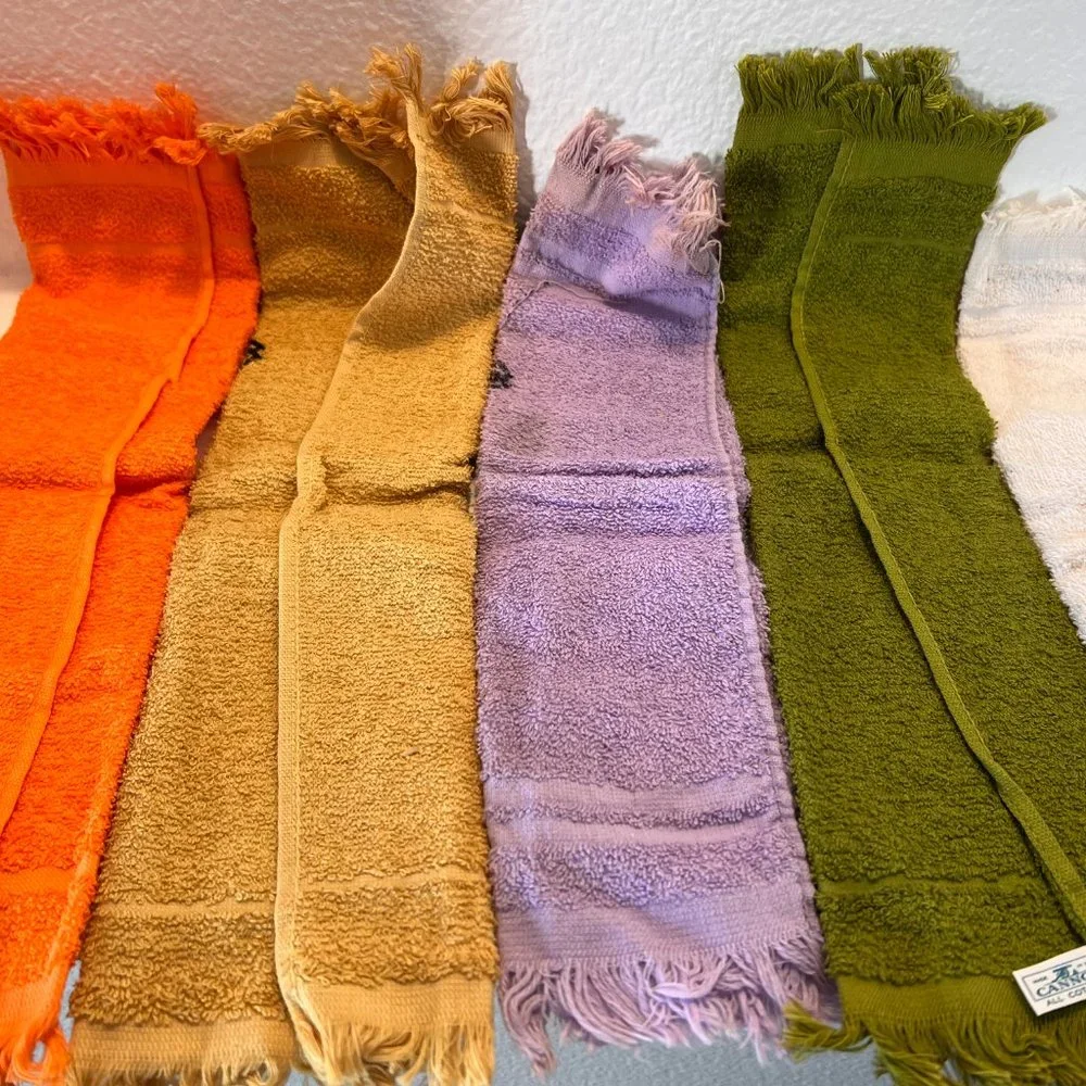 70's Funky Square Dancing Fringed Fingertip Towels - Guest Towels - Set of 5